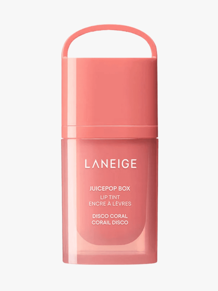 Laneige Juicepop Box Lip Tint in branded component on a light gray background